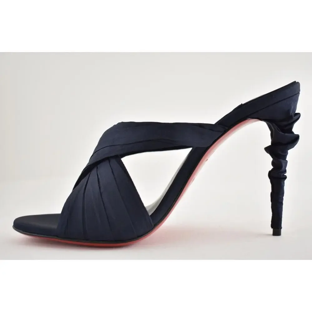 Christian Louboutin Affabula Mule 100 Last Night Navy Blue Sandal Heel Pump 36.5